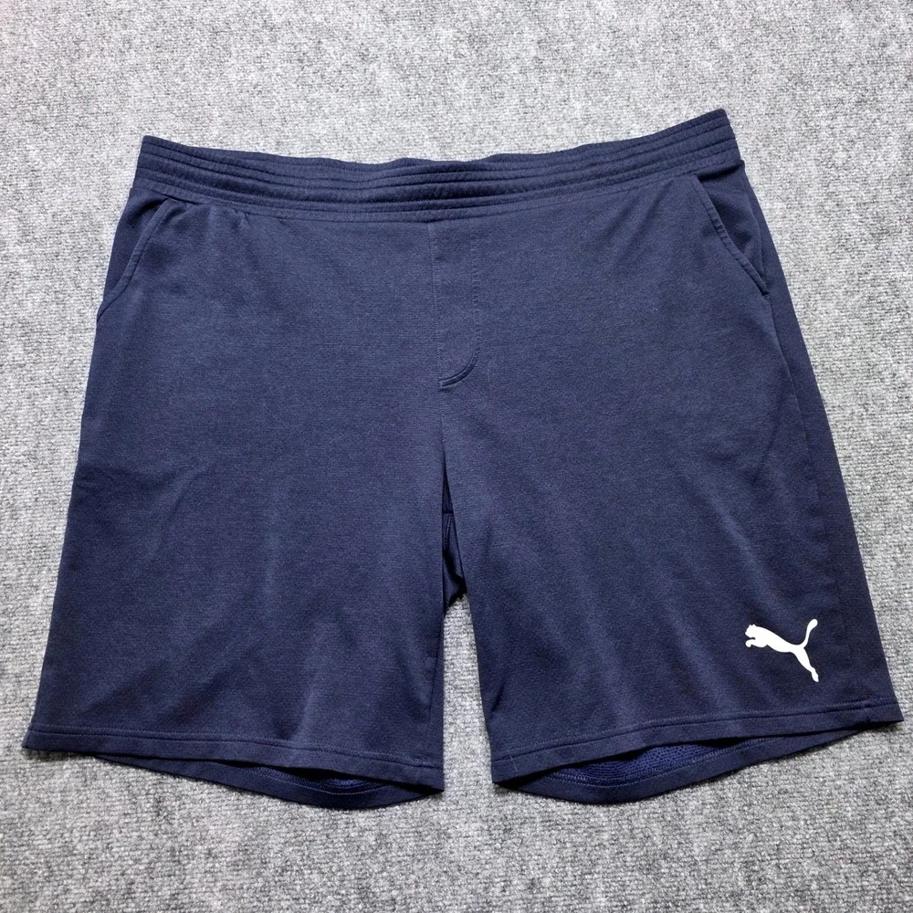Puma Men's XXL Navy Blue Athletic Training Shorts Gym Running Pocket Lightweight
